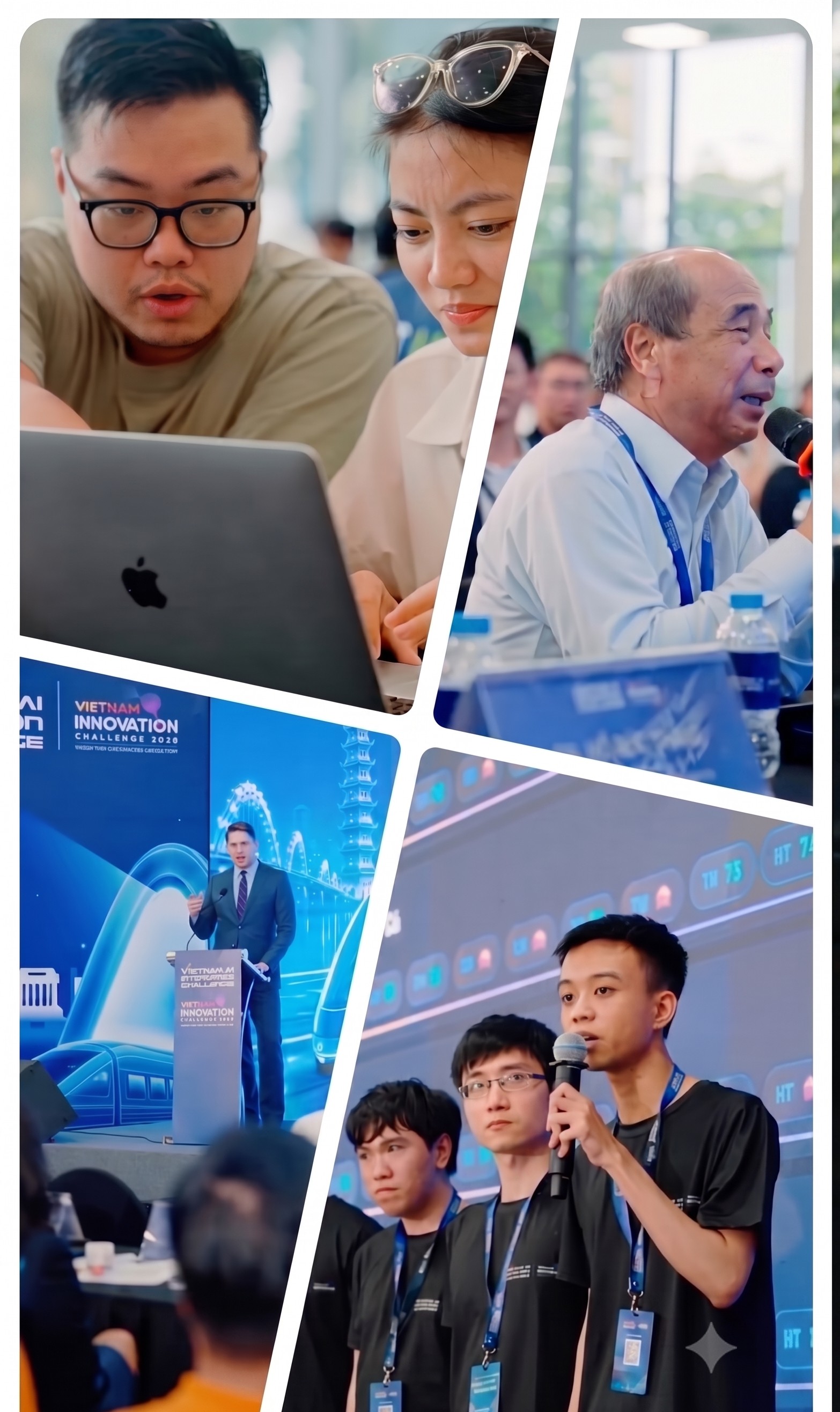VAIC 2026 national finals — building on-site, judges reviewing, the main stage, and the team pitching.