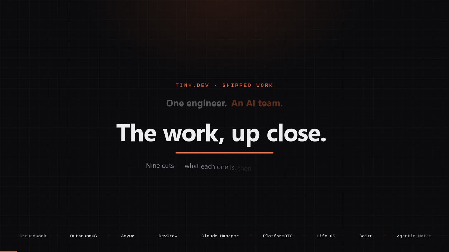 The work, up close — real product screens.